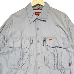 SIMMS Vented Fishing Shirt Mens XL Blu Long Sleeve Button Up Quick Dry Sun Shade